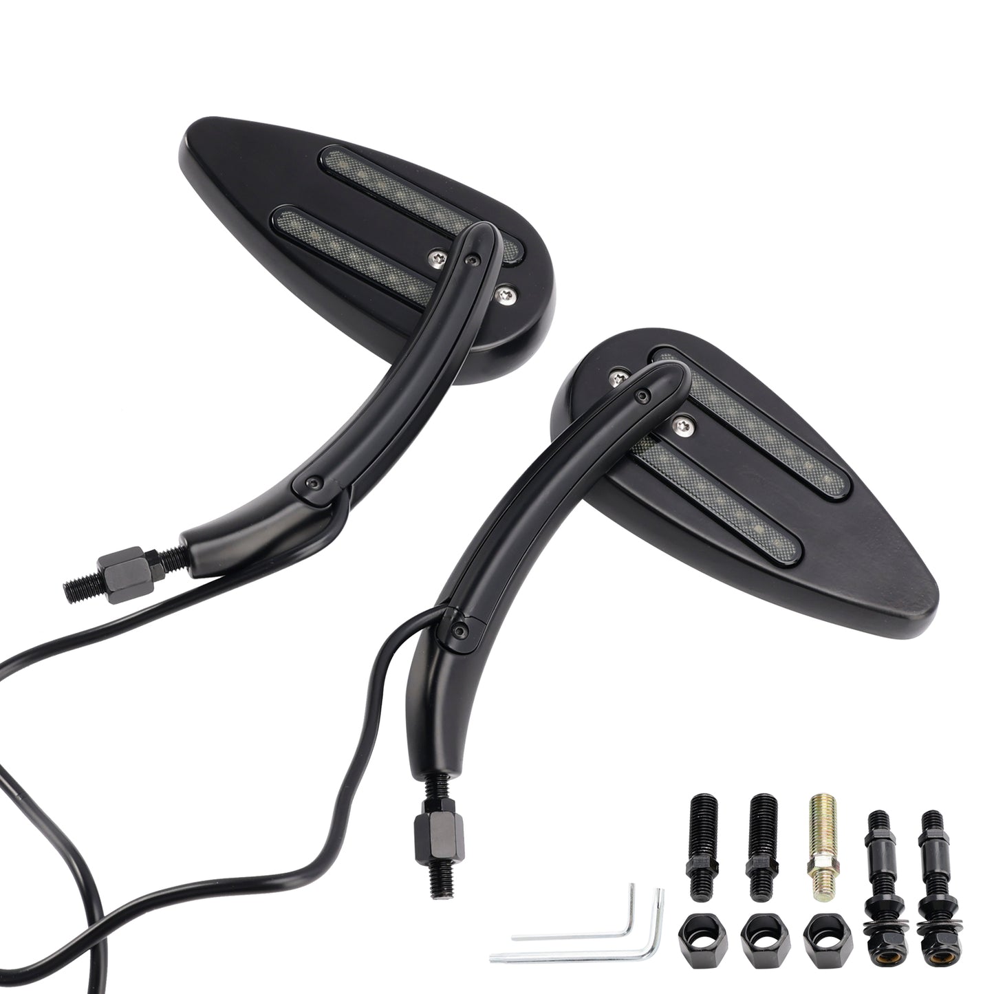 Black Custom Dynamics LED Turn Signal Mirrors For Sportster 883 1200 1990-2021
