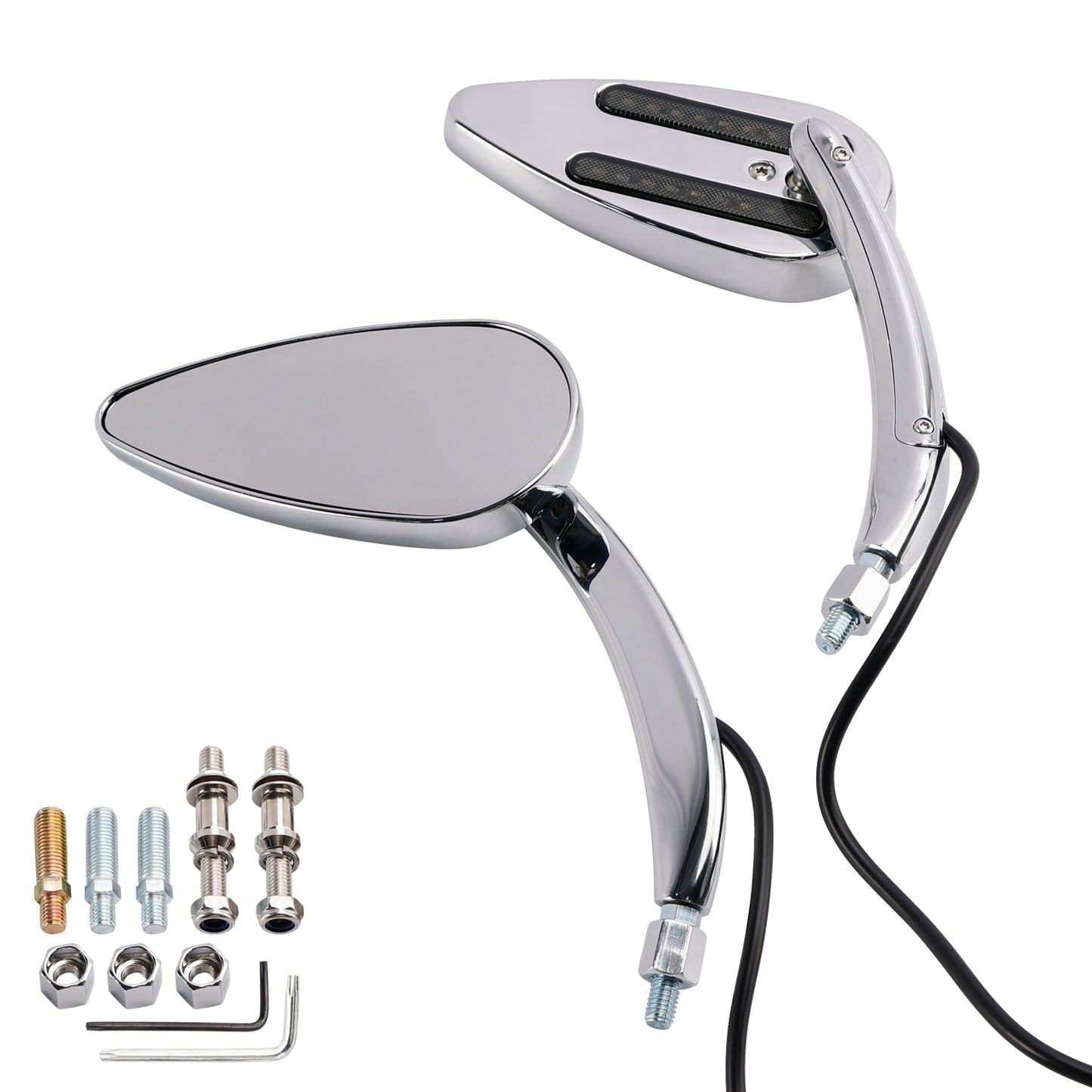 Chrome Custom Dynamics LED Turn Signal Mirrors For Sportster XL 1200 883 1990-Up