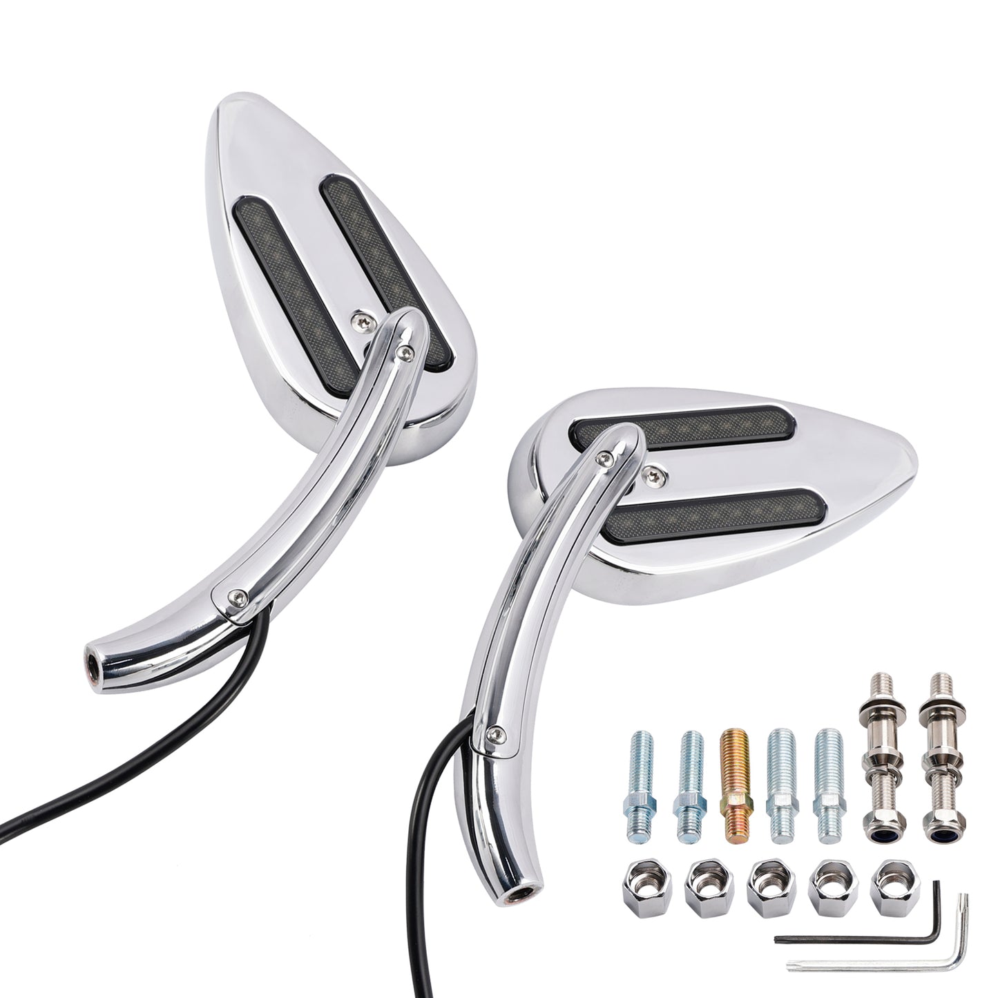 Chrome Custom Dynamics LED Turn Signal Mirrors For Sportster XL 1200 883 1990-Up