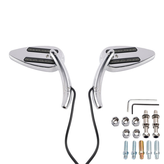 Chrome Custom Dynamics LED Turn Signal Mirrors For Sportster XL 1200 883 1990-Up