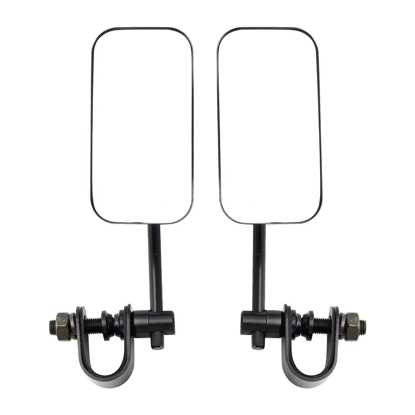 Black Retro Retangular Mirrors with clamp For Cafe Racer Bobber Chopper Tracker
