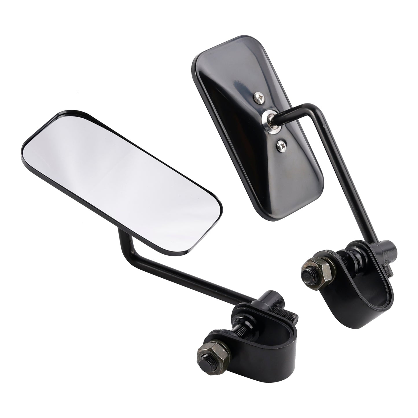 Black Retro Retangular Mirrors with clamp For Cafe Racer Bobber Chopper Tracker