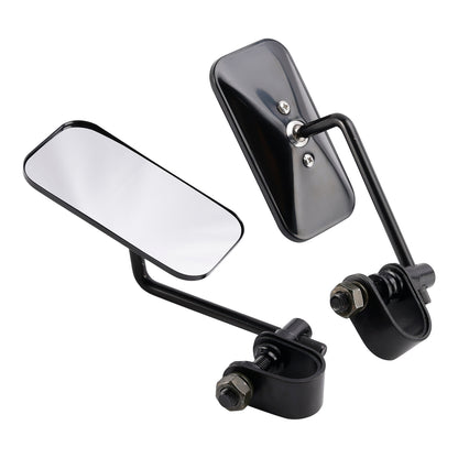 Black Retro Retangular Mirrors with clamp For Cafe Racer Bobber Chopper Tracker
