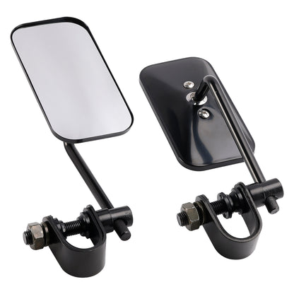 Black Retro Retangular Mirrors with clamp For Cafe Racer Bobber Chopper Tracker