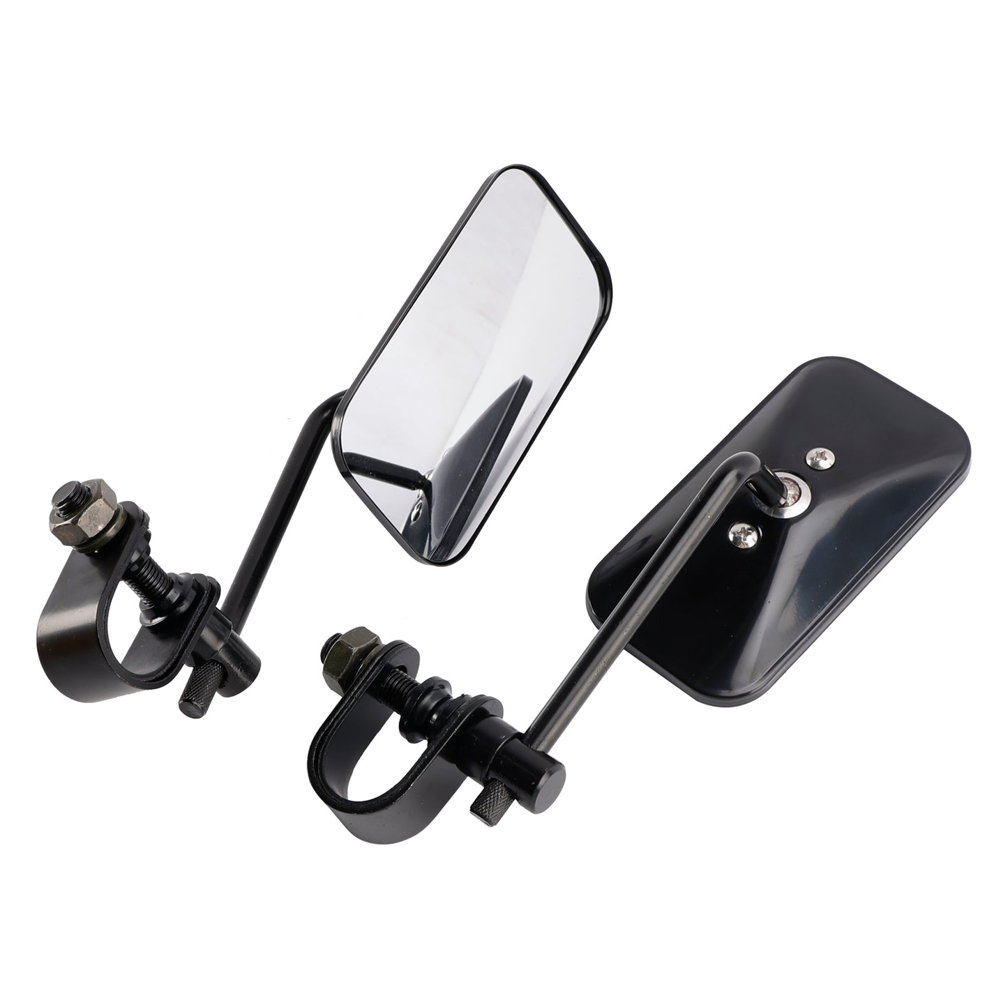 Black Retro Retangular Mirrors with clamp For Cafe Racer Bobber Chopper Tracker