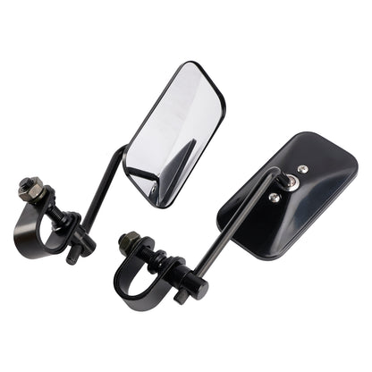 Black Retro Retangular Mirrors with clamp For Cafe Racer Bobber Chopper Tracker