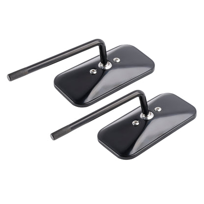 Black Retro Retangular Mirrors with clamp For Cafe Racer Bobber Chopper Tracker