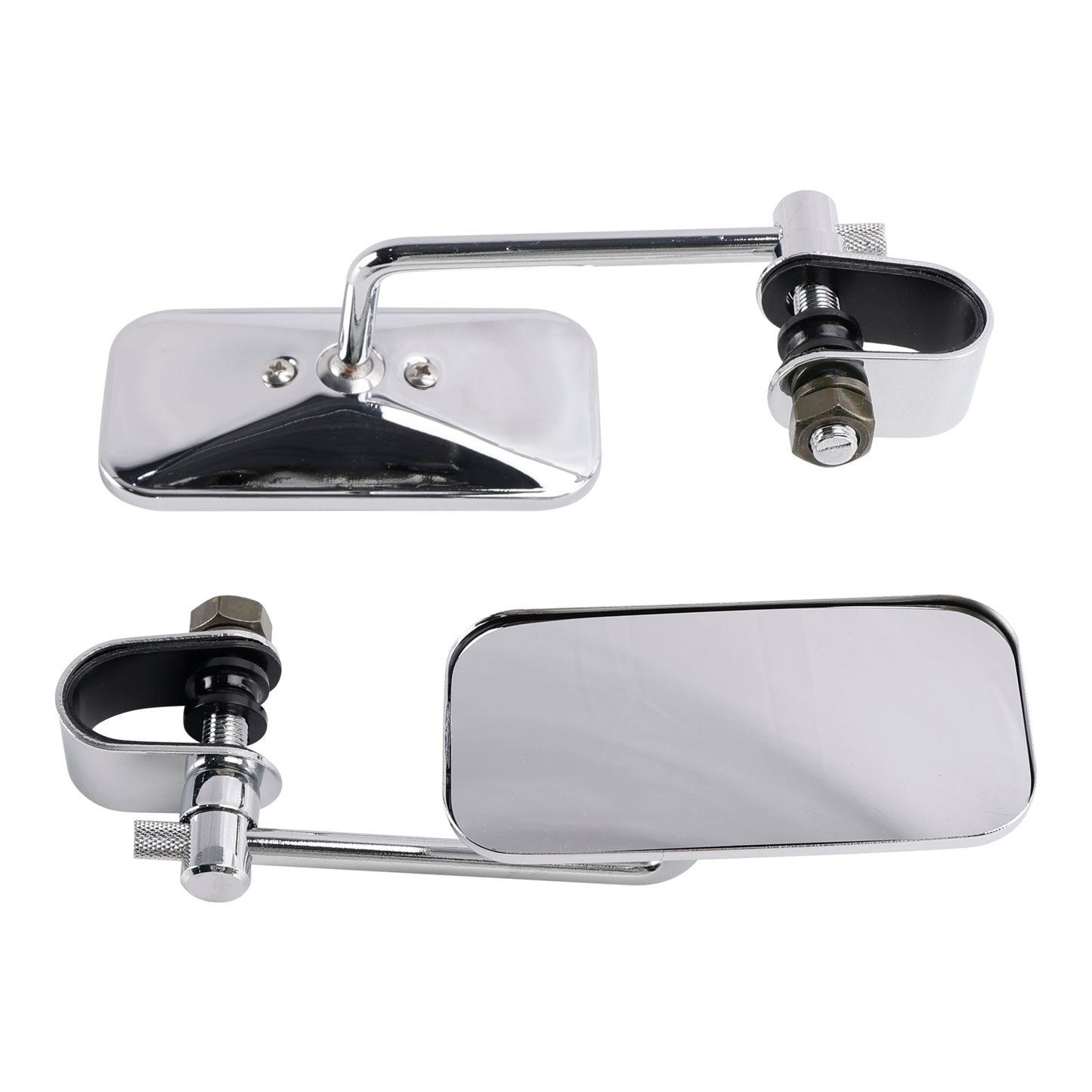 Chrome Retro Retangular Mirrors with clamp For Cafe Racer Bobber Chopper Tracker