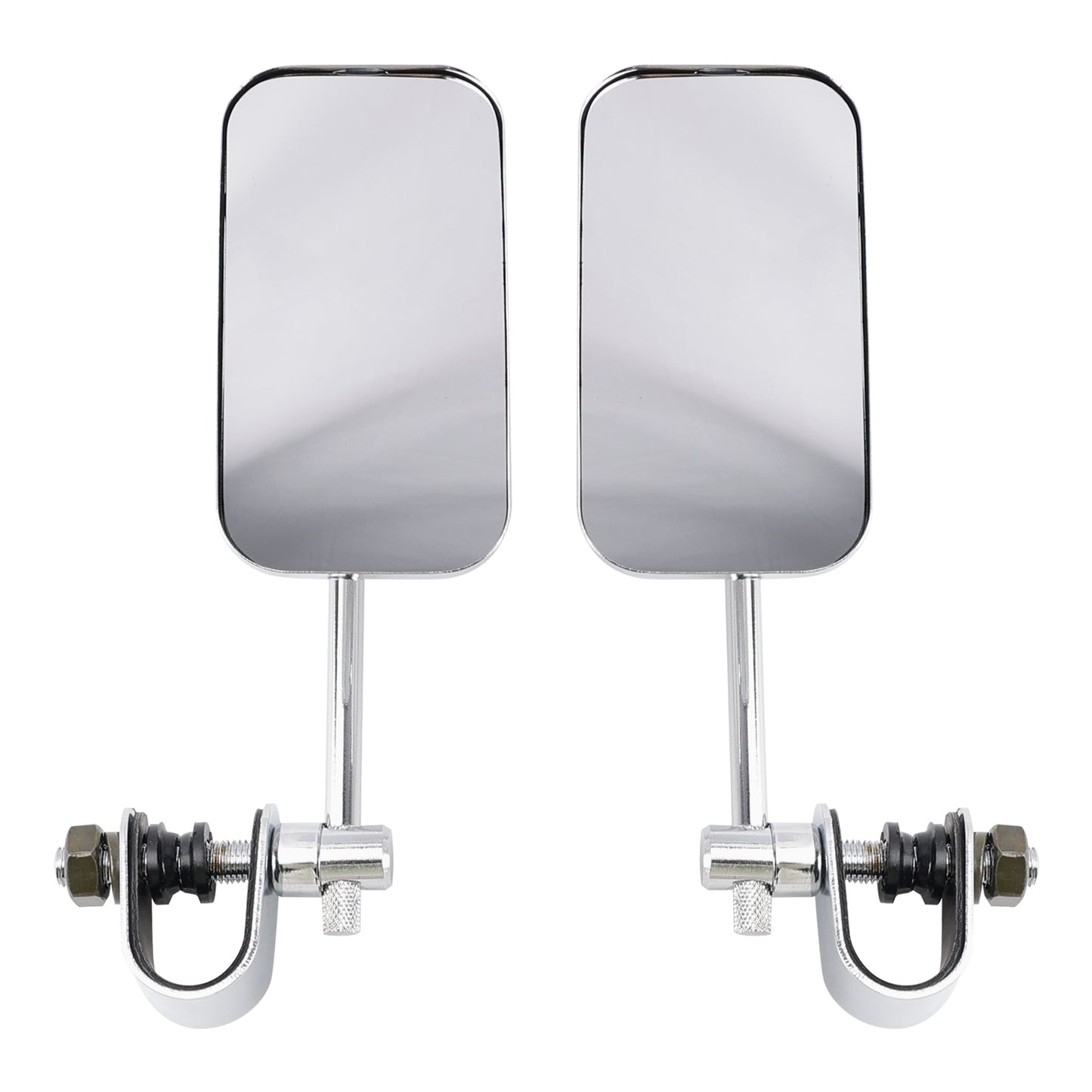 Chrome Retro Retangular Mirrors with clamp For Cafe Racer Bobber Chopper Tracker