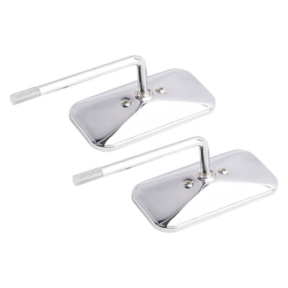 Chrome Retro Retangular Mirrors with clamp For Cafe Racer Bobber Chopper Tracker