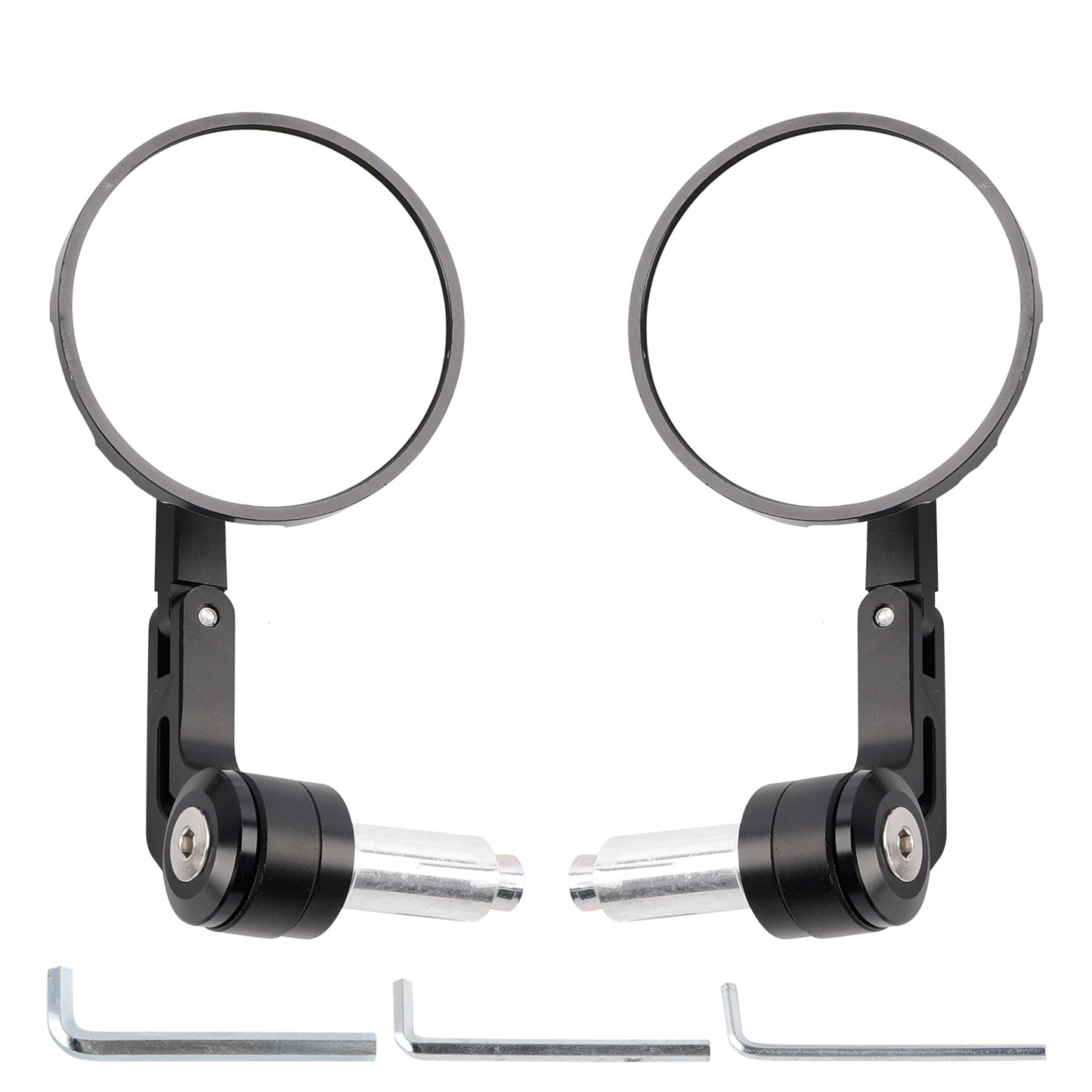 CNC Aluminium Carbon Black 3" Round Bar End Mirror Set 7/8" 1" Universal Fit