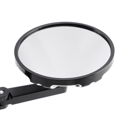 CNC Aluminium Carbon Black 3" Round Bar End Mirror Set 7/8" 1" Universal Fit