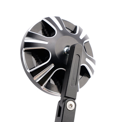 CNC Aluminium Carbon Black 3" Round Bar End Mirror Set 7/8" 1" Universal Fit