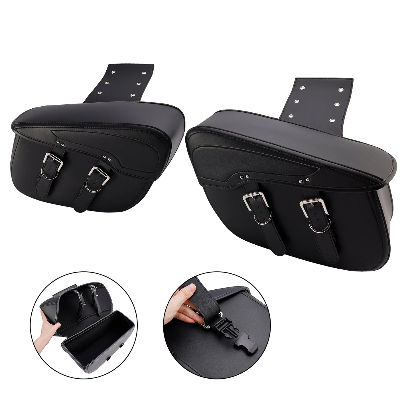 Tail Bag Side Saddlebag Tail Bag Luggage Pouch Storage Black 42L For Motorbike