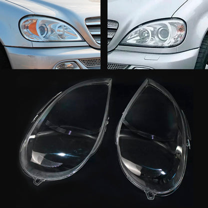 2PCS Front Headlight Glass Clear For Mercedes Benz ML-Class W163 2002-2005