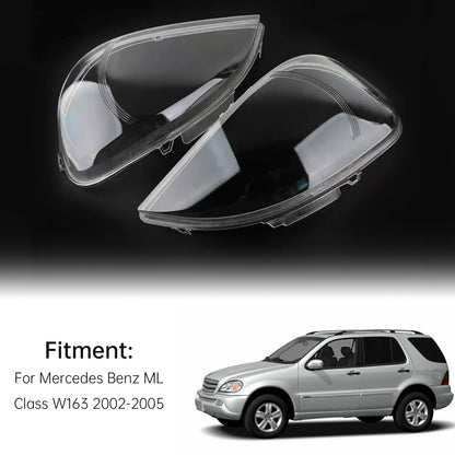 2PCS Front Headlight Glass Clear For Mercedes Benz ML-Class W163 2002-2005