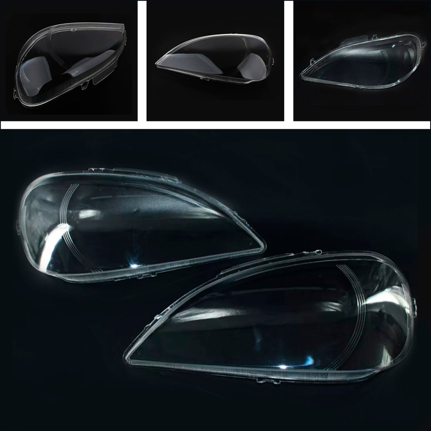 2PCS Front Headlight Glass Clear For Mercedes Benz ML-Class W163 2002-2005