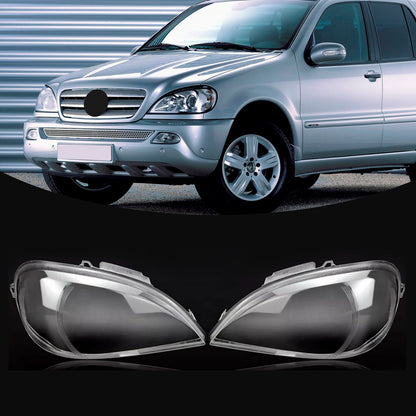 2PCS Front Headlight Glass Clear For Mercedes Benz ML-Class W163 2002-2005