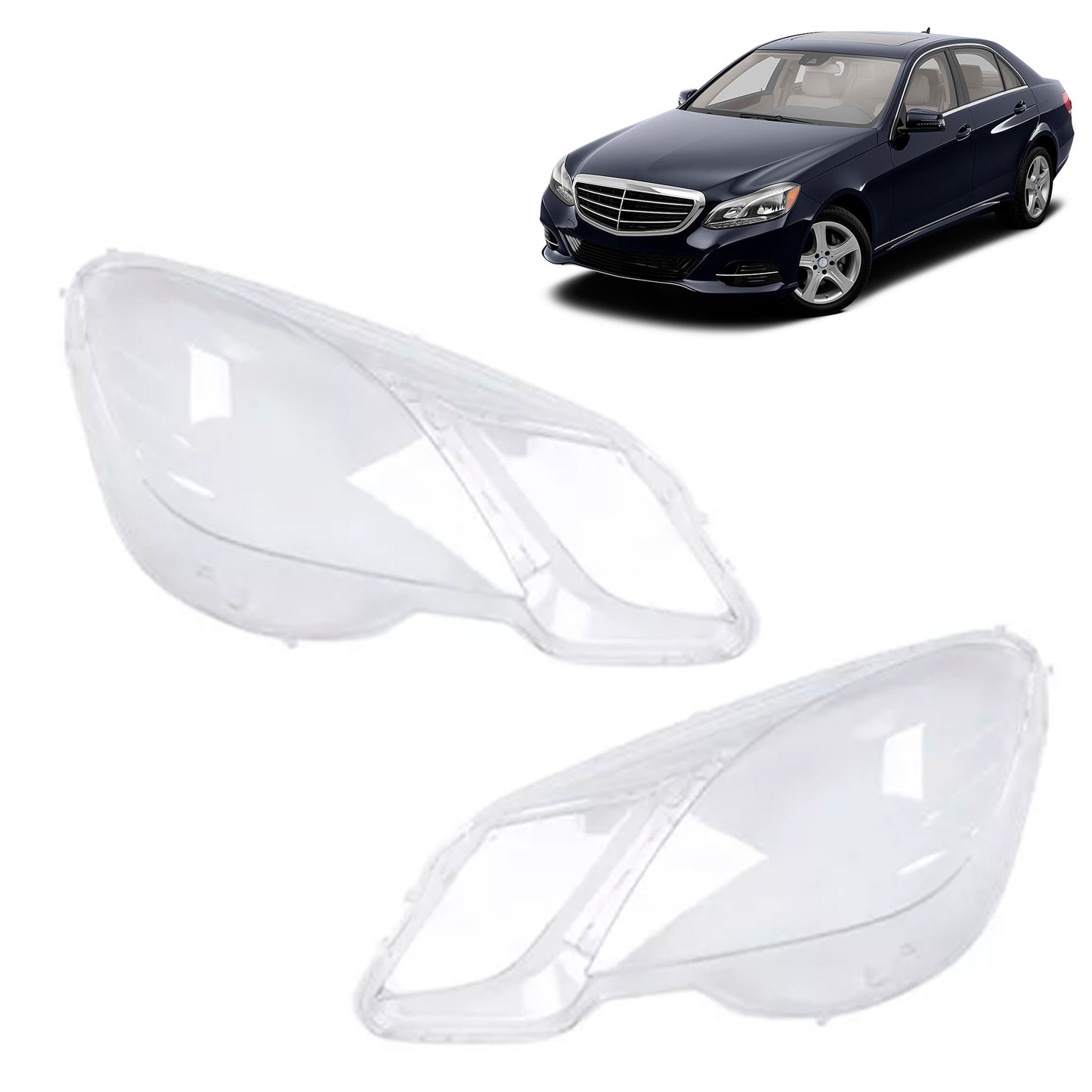2PCS Front Headlight Glass Clear Cover For Mercedes Benz E-Class W212 2009-2014