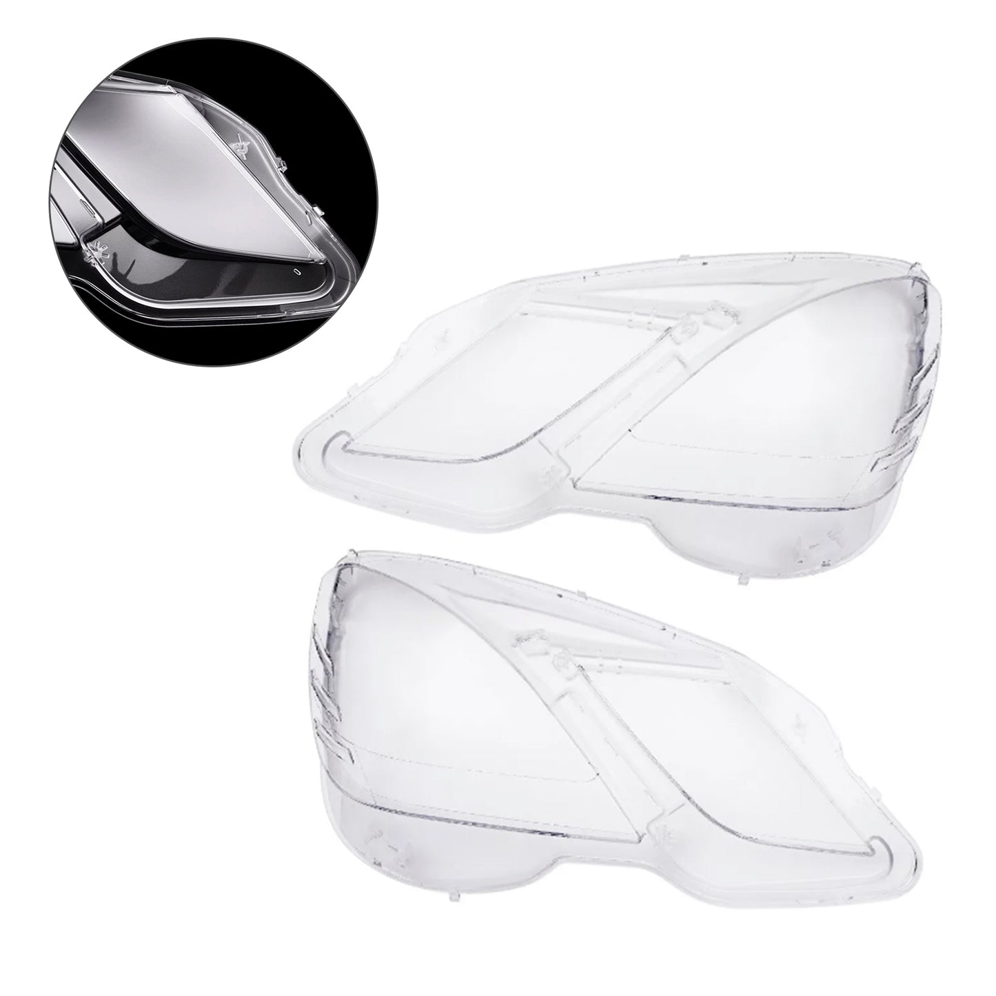 2PCS Front Headlight Glass Clear Cover For Mercedes Benz E-Class W212 2009-2014