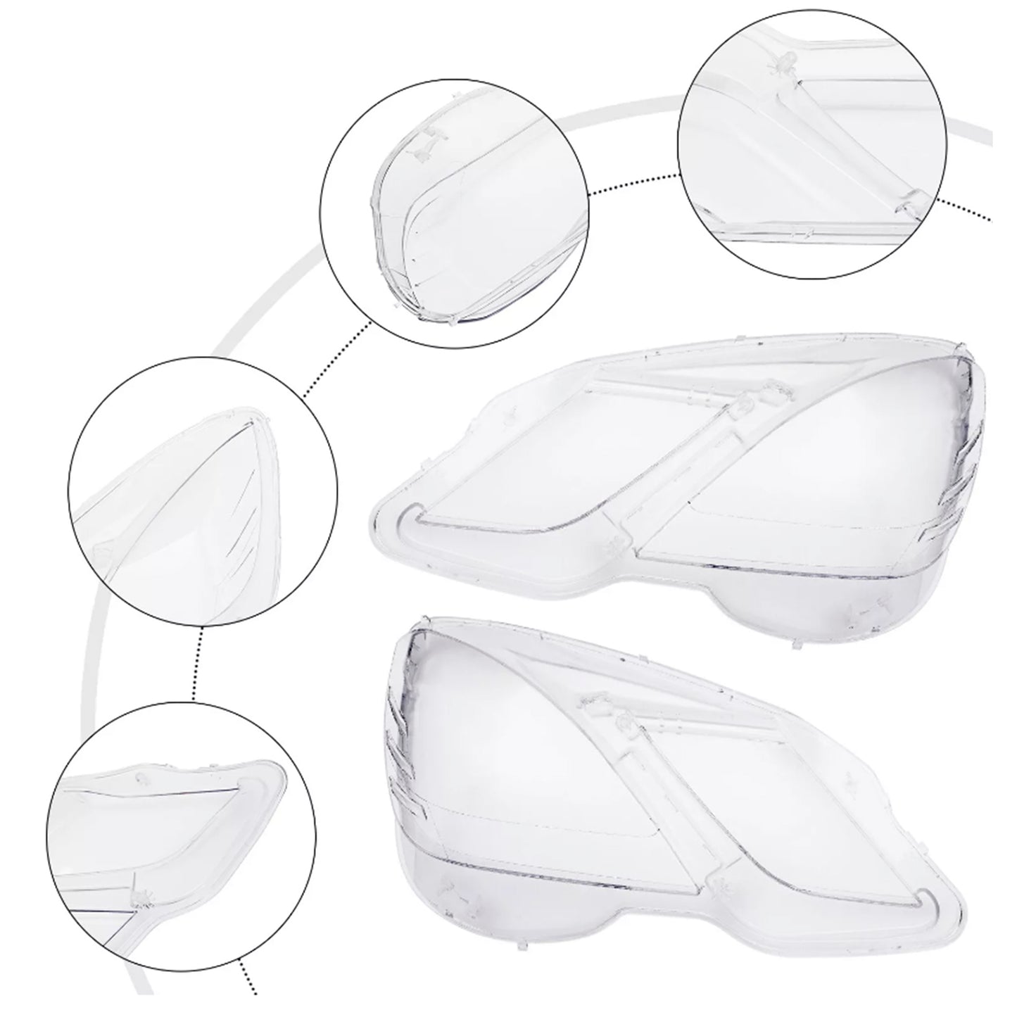 2PCS Front Headlight Glass Clear Cover For Mercedes Benz E-Class W212 2009-2014
