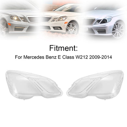 2PCS Front Headlight Glass Clear Cover For Mercedes Benz E-Class W212 2009-2014