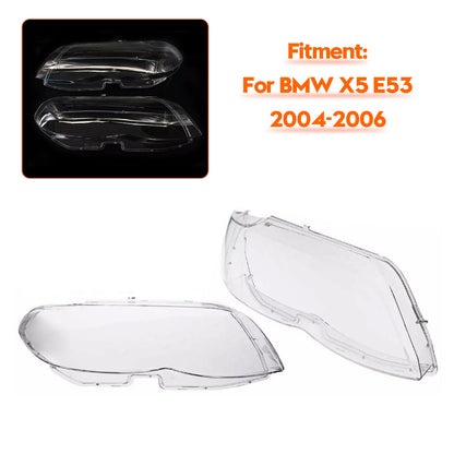 2PCS Front Headlight Glass Clear Cover For BMW X5 E53 2004-2006