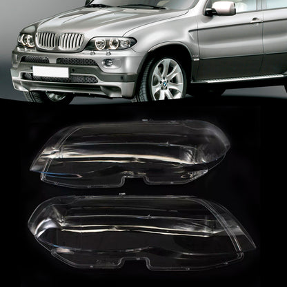 2PCS Front Headlight Glass Clear Cover For BMW X5 E53 2004-2006