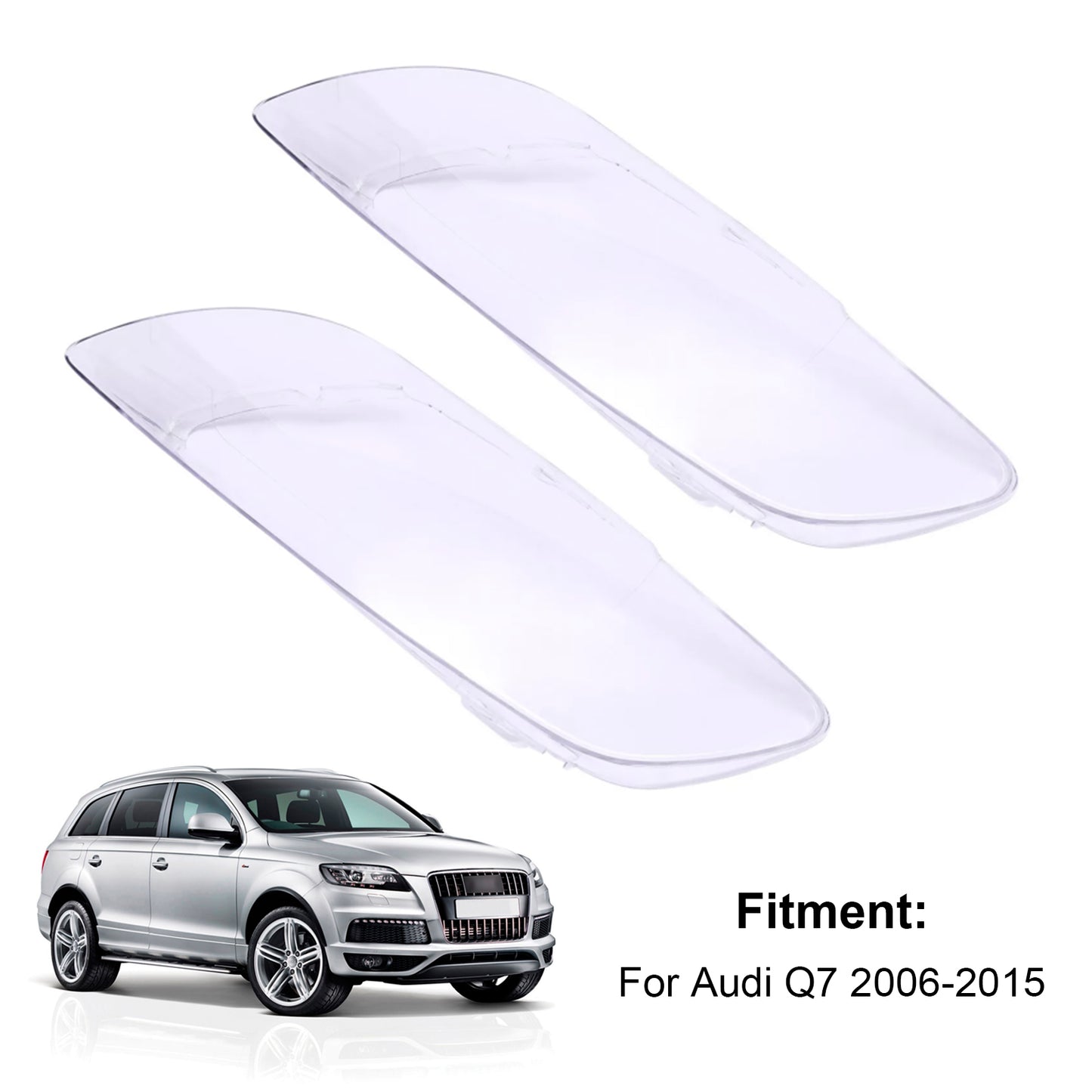 2PCS Front Headlight Glass Clear Cover For Audi Q7 2006-2015