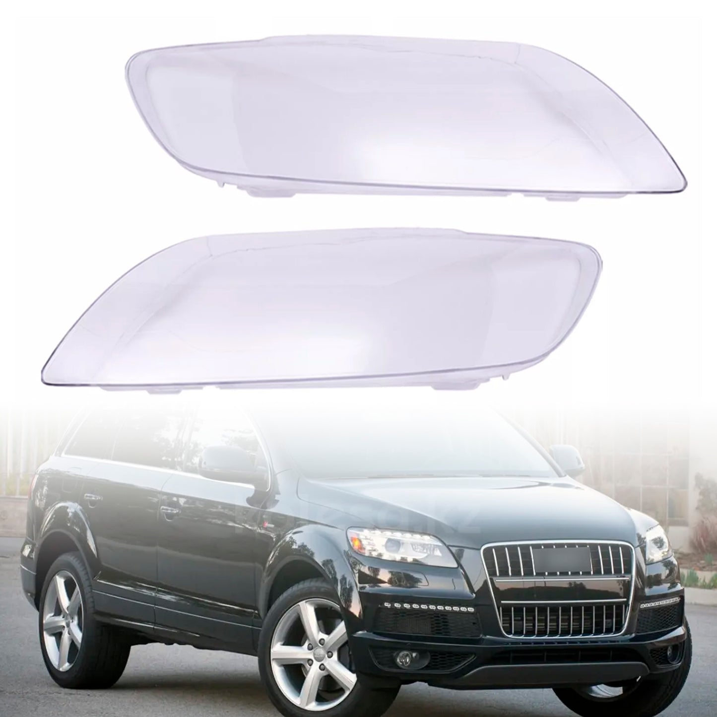 2PCS Front Headlight Glass Clear Cover For Audi Q7 2006-2015