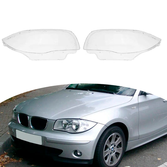 2PCS Front Headlight Glass Clear Cover For BMW 1-Series E81 E82 E87 E88 2003-2011