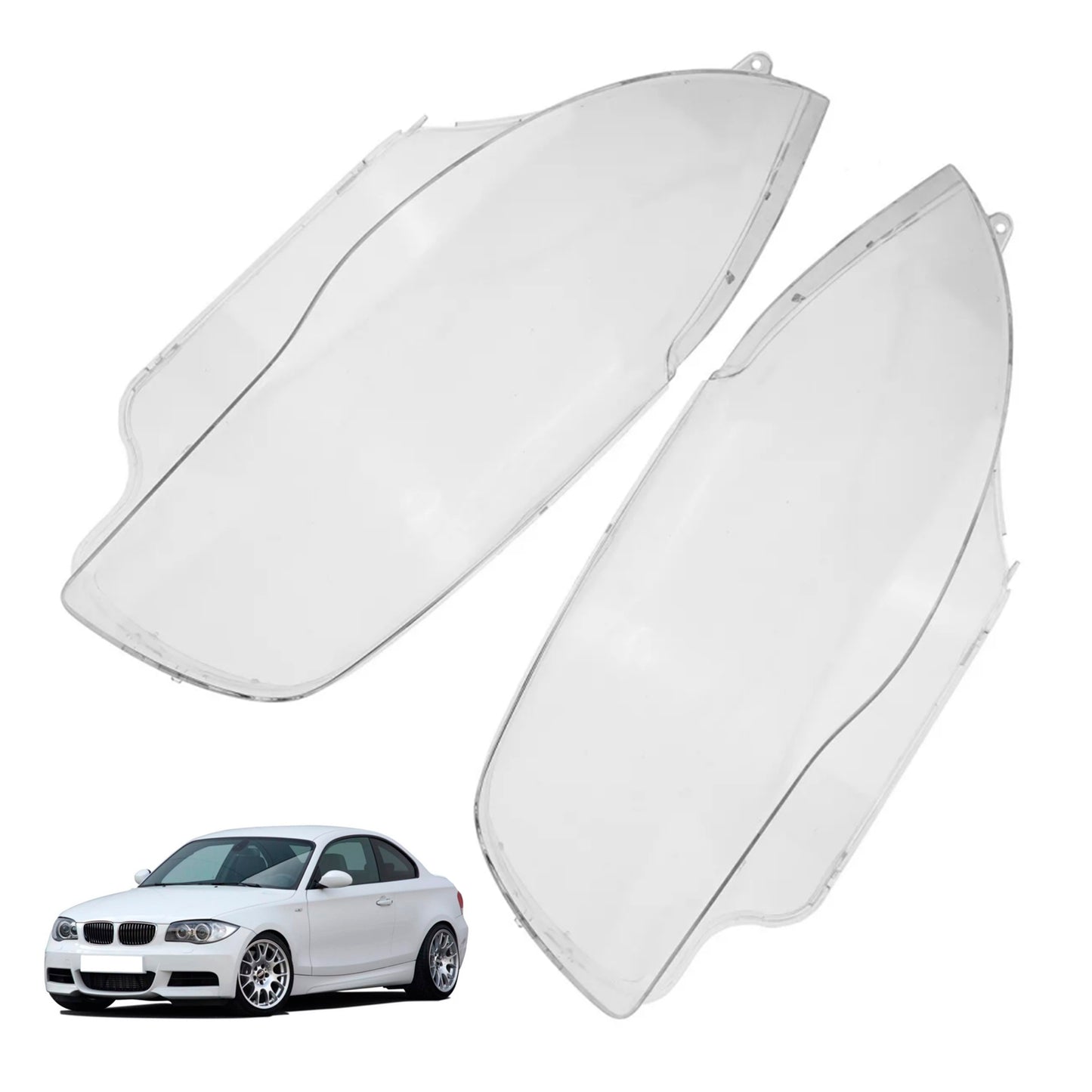2PCS Front Headlight Glass Clear Cover For BMW 1-Series E81 E82 E87 E88 2003-2011