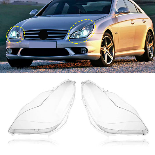 2PCS Front Headlight Glass Clear Cover For Mercedes W219 CLS350 CLS500 2006-2011