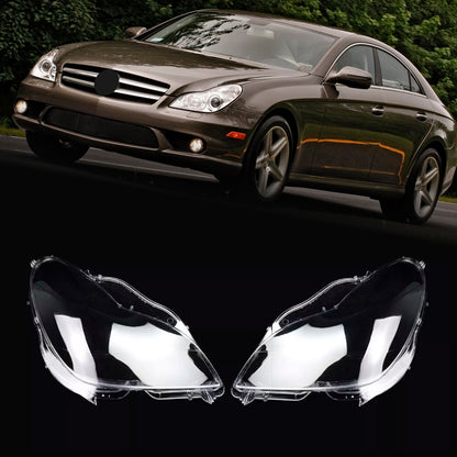 2PCS Front Headlight Glass Clear Cover For Mercedes W219 CLS350 CLS500 2006-2011