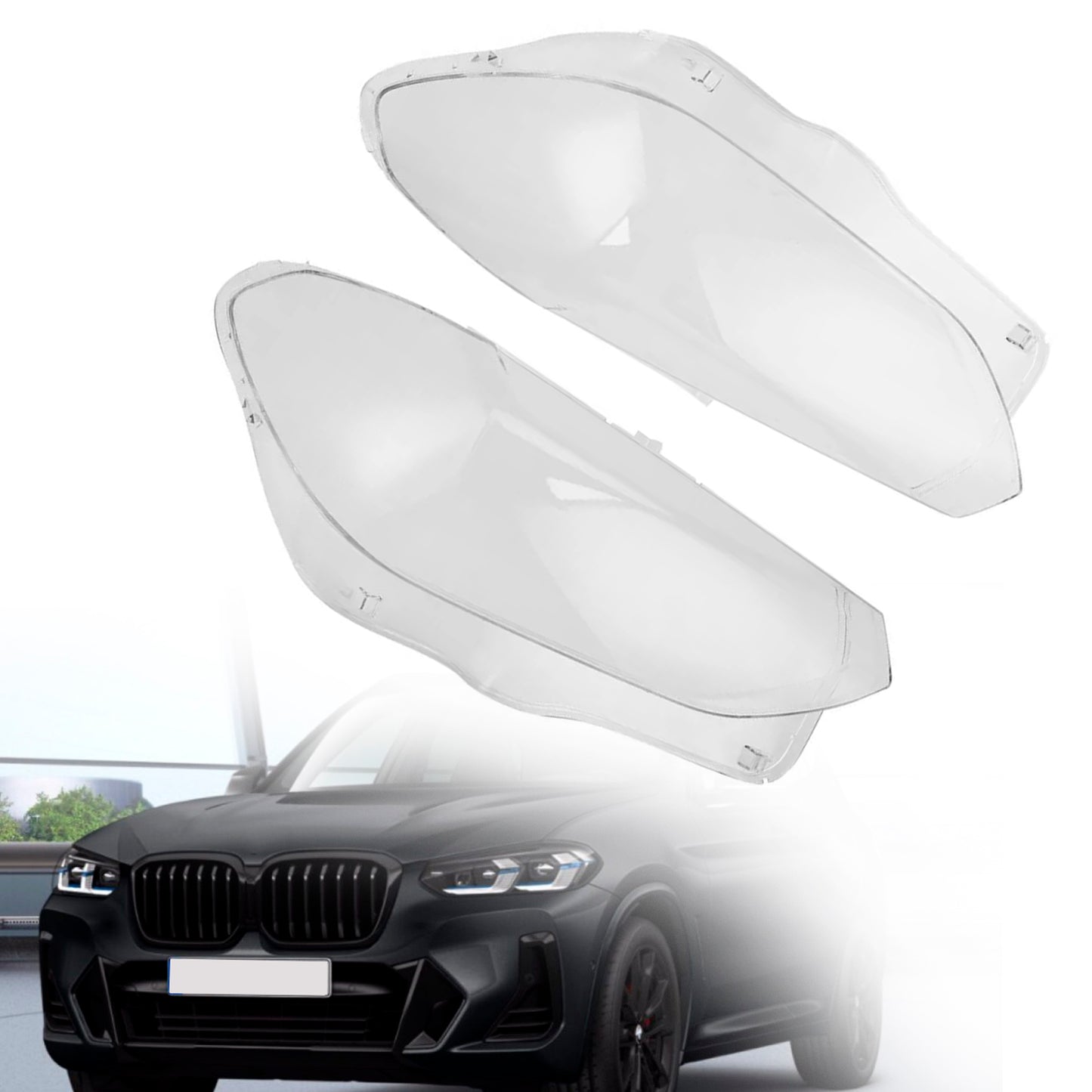 2PCS Front Headlight Glass Clear Cover For BMW X3 X4 G01 G02 G08 2018-2021