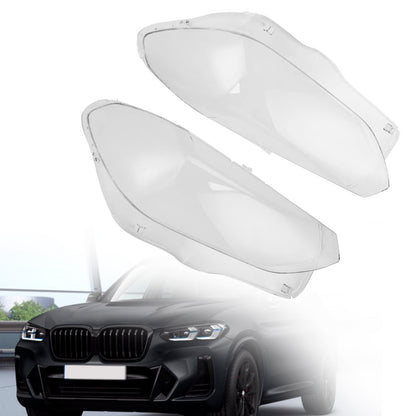 2PCS Front Headlight Glass Clear Cover For BMW X3 X4 G01 G02 G08 2018-2021