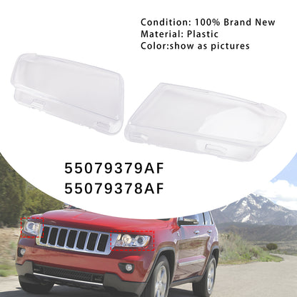 2pcs Headlight Lens Shell Cover Clear For Jeep Grand Cherokee 2011-2013