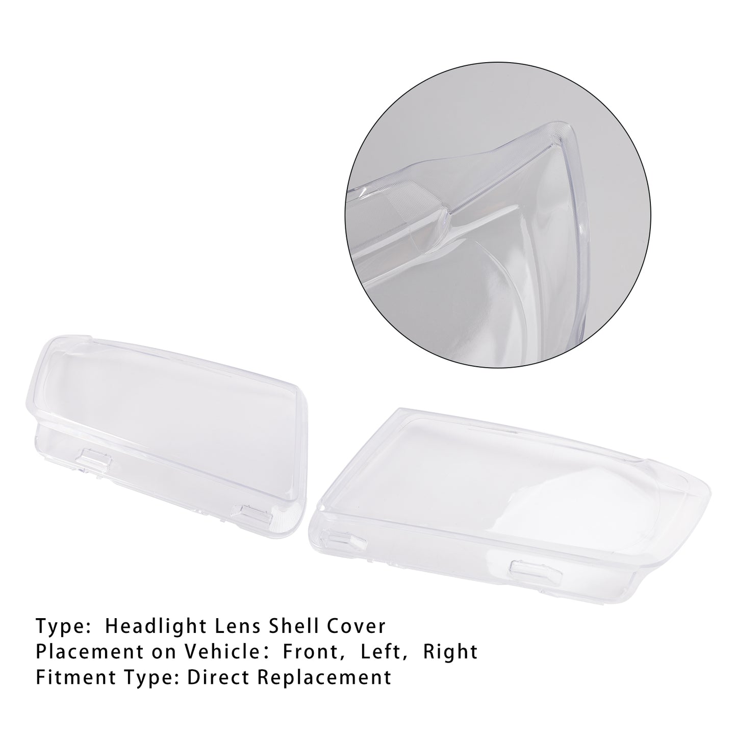 2pcs Headlight Lens Shell Cover Clear For Jeep Grand Cherokee 2011-2013