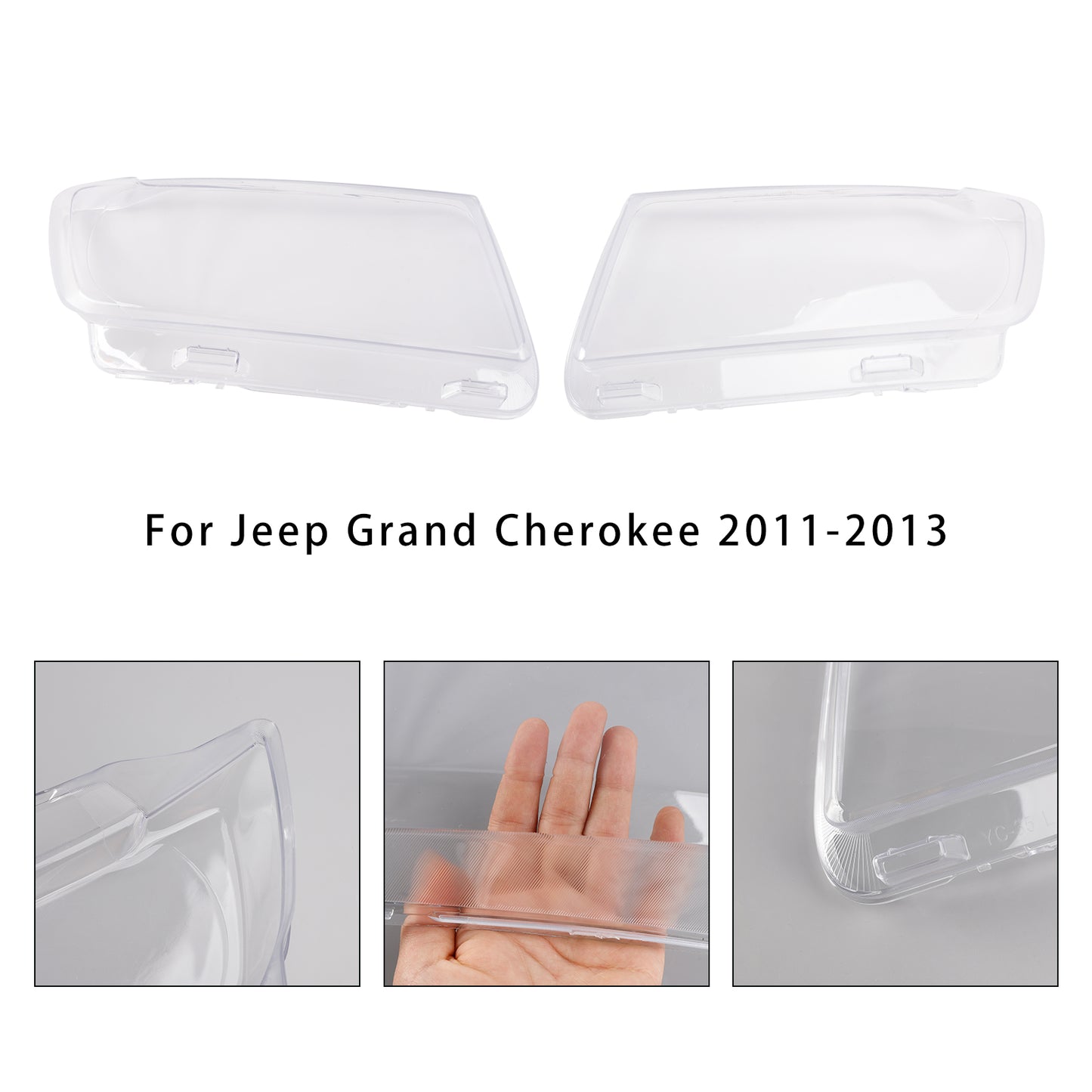 2pcs Headlight Lens Shell Cover Clear For Jeep Grand Cherokee 2011-2013