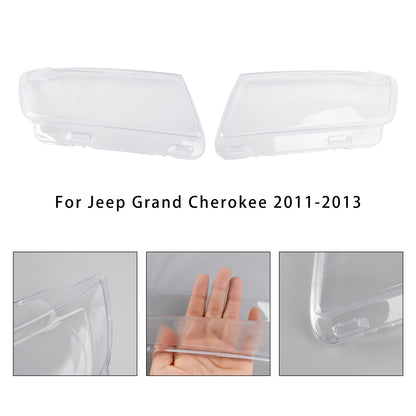 2pcs Headlight Lens Shell Cover Clear For Jeep Grand Cherokee 2011-2013