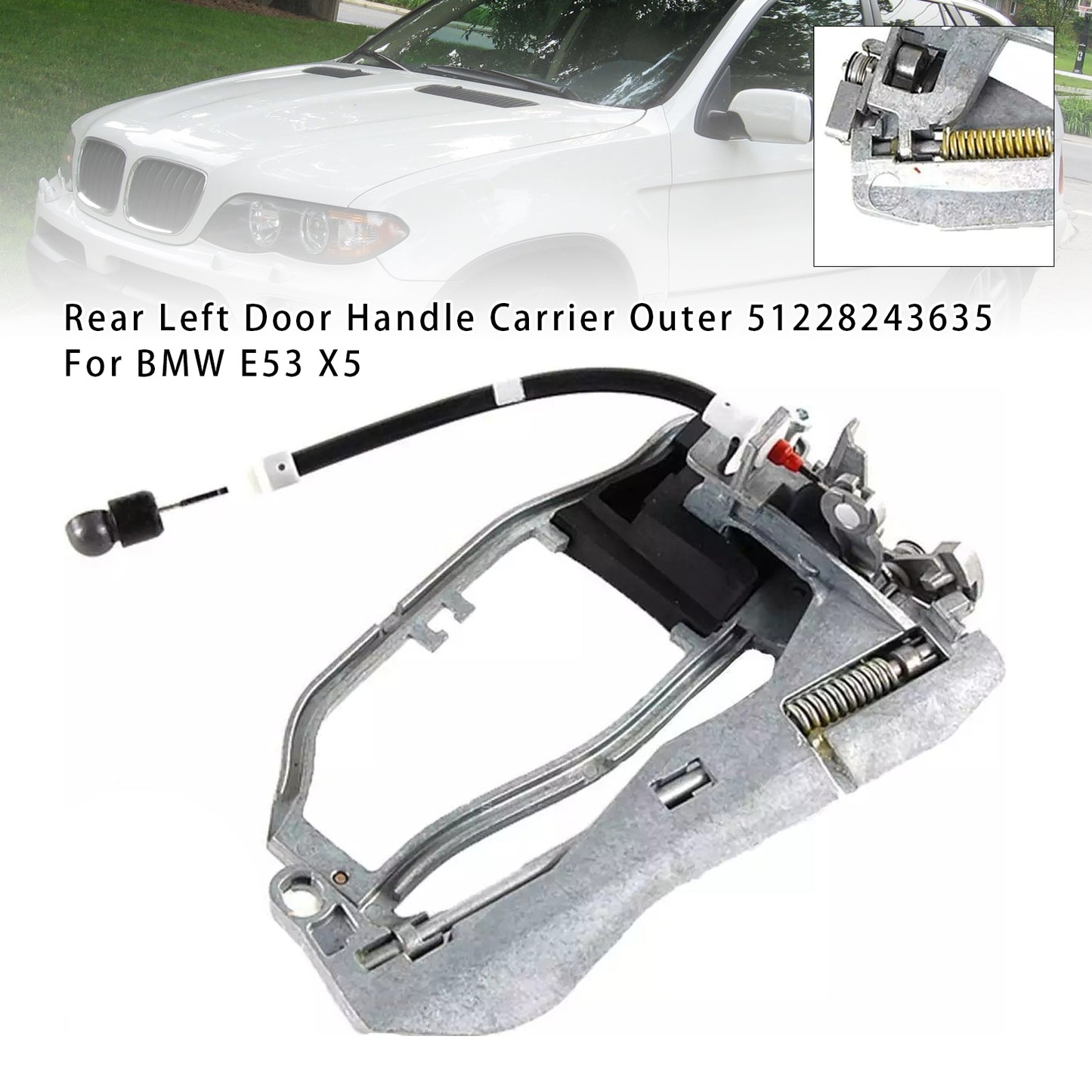 Rear Left Door Handle Carrier Outer 51228243635 For BMW E53 X5