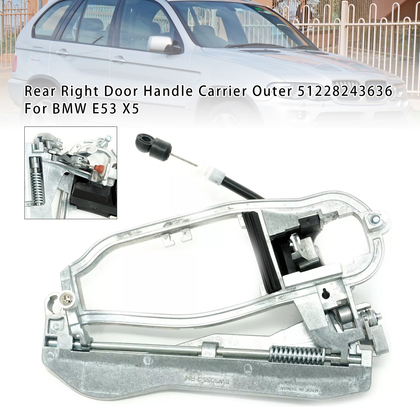 Rear Right Door Handle Carrier Outer 51228243636 For BMW E53 X5