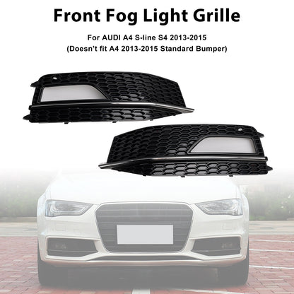 2PCS Bumper Fog Light Lamp Cover Grill Grille Fit Audi A4 S-line S4 2013-2015