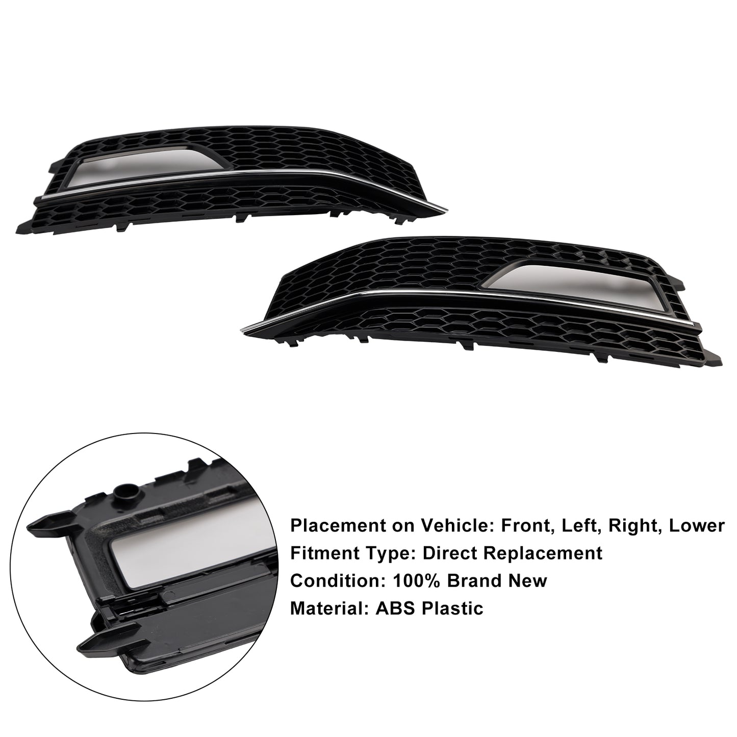 2PCS Bumper Fog Light Lamp Cover Grill Grille Fit Audi A4 S-line S4 2013-2015