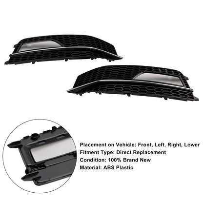 2PCS Bumper Fog Light Lamp Cover Grill Grille Fit Audi A4 S-line S4 2013-2015
