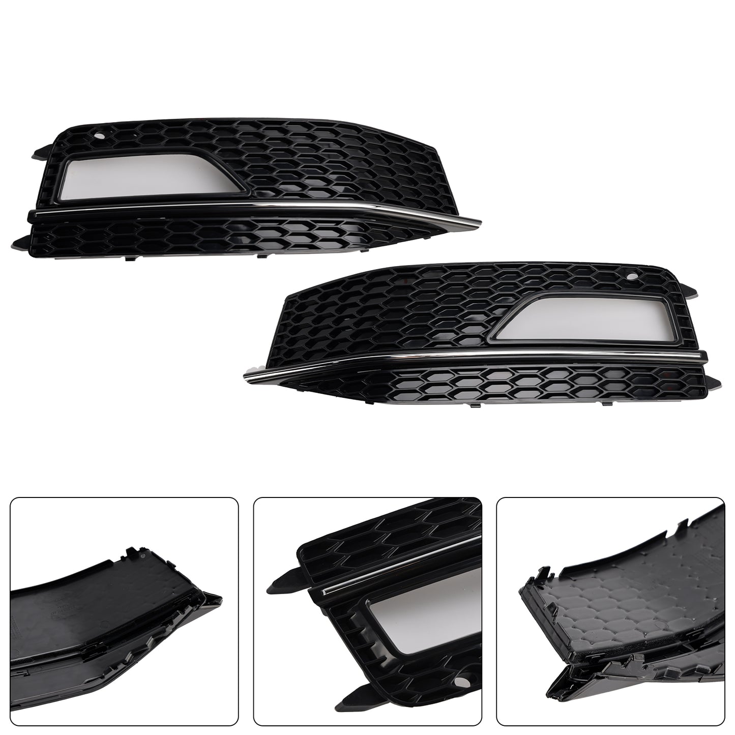 2PCS Bumper Fog Light Lamp Cover Grill Grille Fit Audi A4 S-line S4 2013-2015