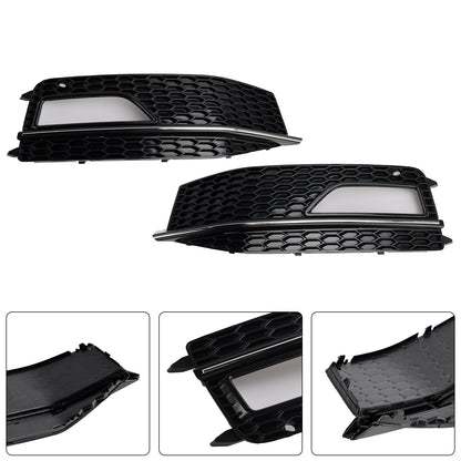 2PCS Bumper Fog Light Lamp Cover Grill Grille Fit Audi A4 S-line S4 2013-2015
