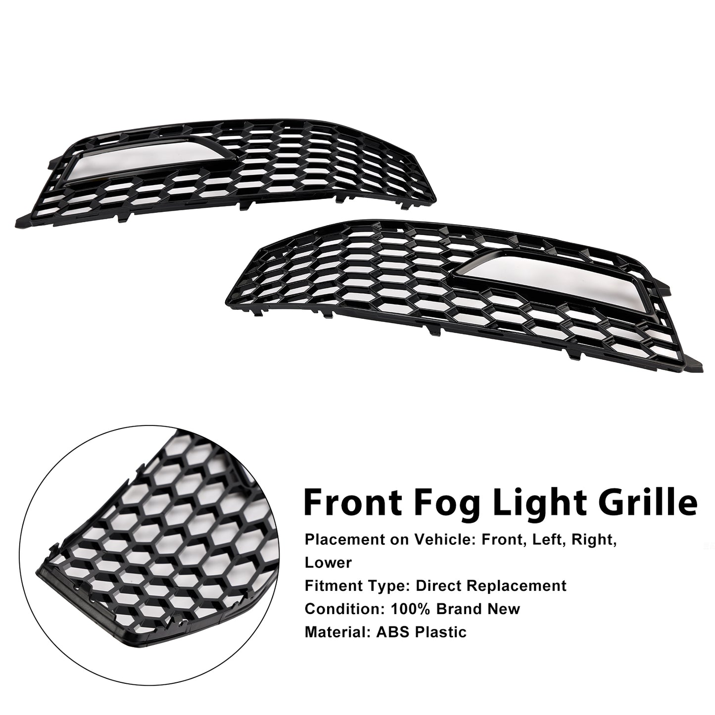 2PCS Bumper Fog Light Lamp Cover Grille Grill Fit Audi A4 S-line S4 2013-2015