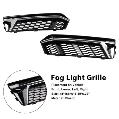 2PCS Fog Light Cover Grille Grill Fit AUDI A4 B9 S-Line S4 2016-2018