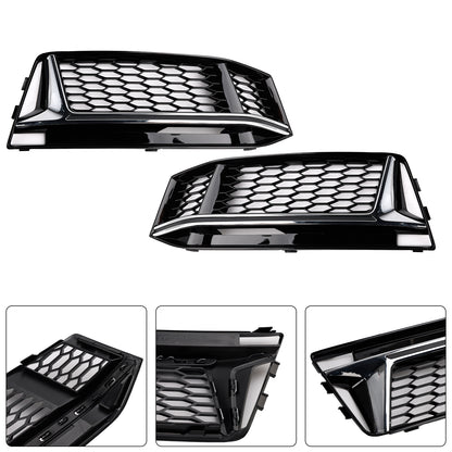 2PCS Fog Light Cover Grille Grill Fit AUDI A4 B9 S-Line S4 2016-2018